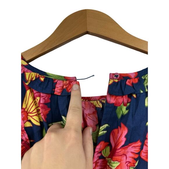 Walter Baker Ciara Floral Puff Sleeve Cotton Minidress Blue Pink M READ - Picture 7 of 10